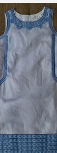 Vineyard Vines Shift Dress Womens Blue stripe Embroidered Sleeveless size 0